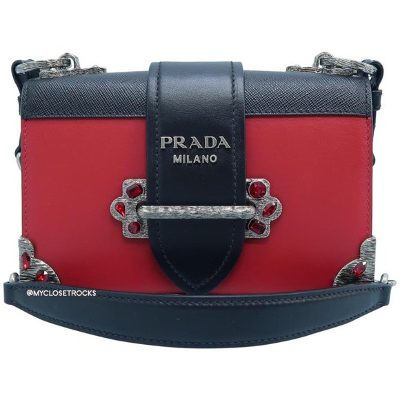 Prada Handbags - SOLD Prada Cahier Embellished Red Shoulder Bag